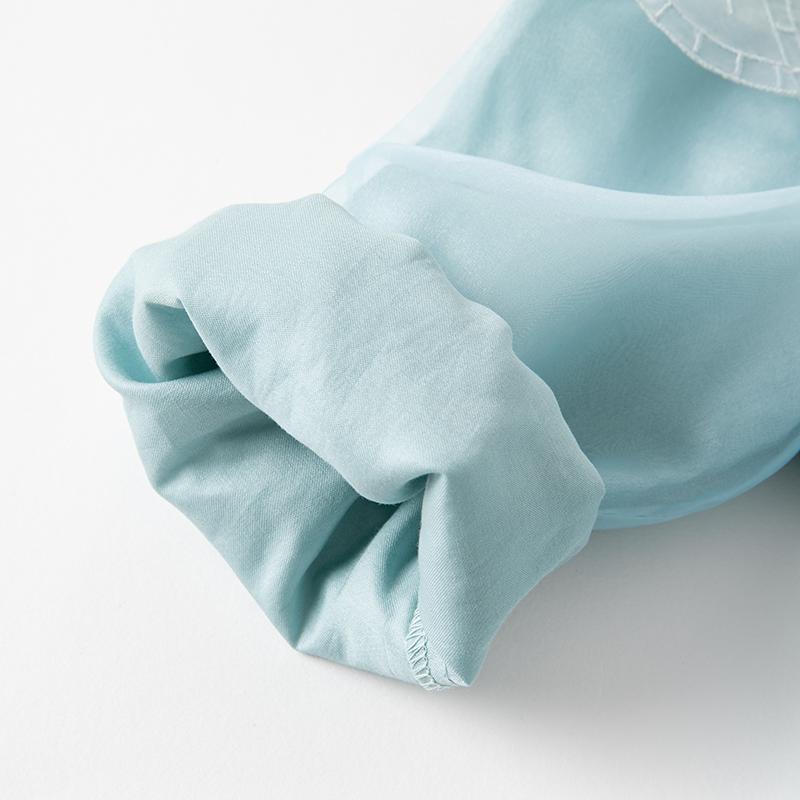 فستان بنات بأكمام طويلة من التول رمادي أزرق تصميم أميري فاخر