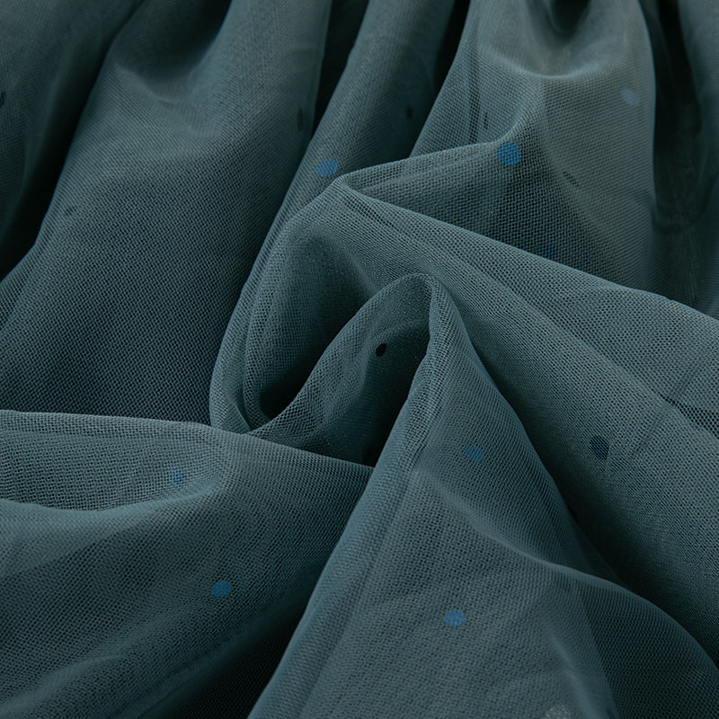 فستان بنات طويل الأكمام من التول باللون أزرق طاووس بأسلوب أميرة (يشمل حقيبة كروس)