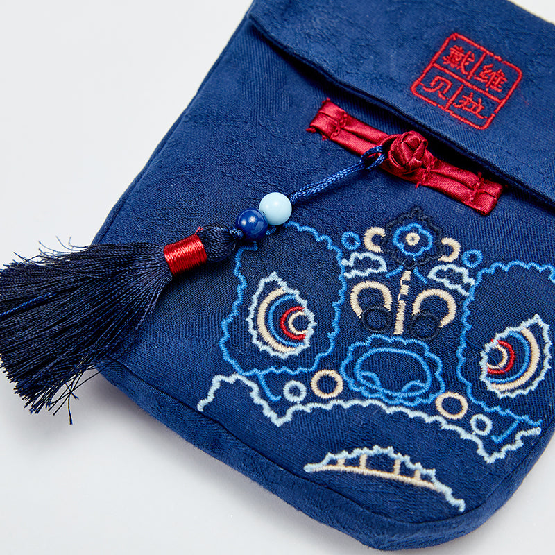 حقيبة كروس بودي جينز زرقاء عصرية بتطريز صيني، مناسبة للبنين والبنات