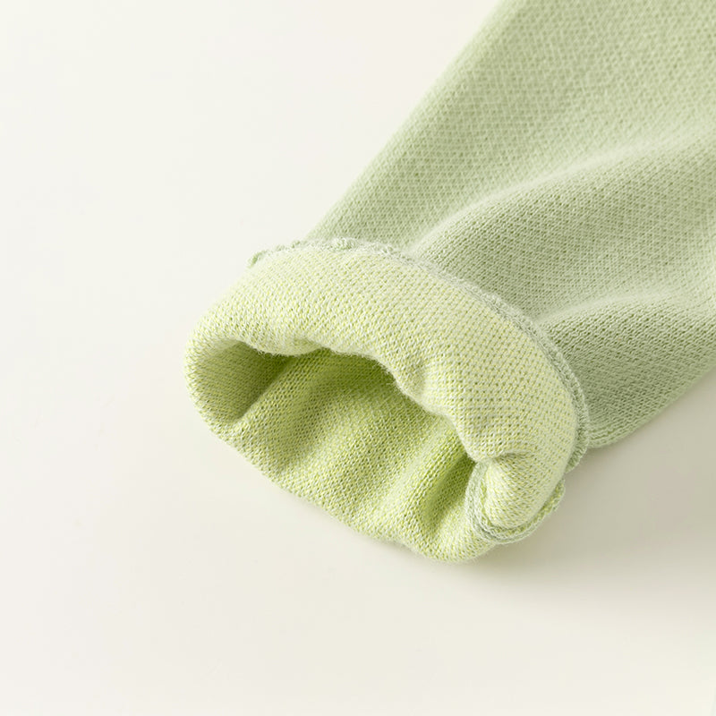 فستان بنات طويل الأكمام من قماش محبوك باللون أخضر فاصولياء مع تنورة تول بأسلوب أميرة أنيق