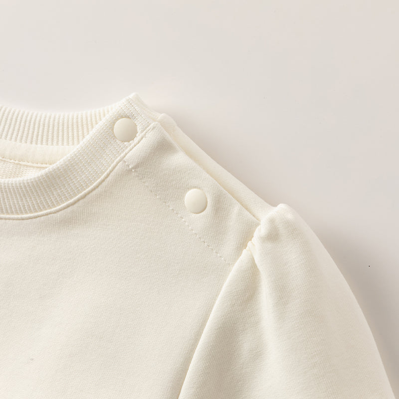 فستان بنات طويل الأكمام من قماش محبوك باللون البيج مع تنورة تول بأسلوب أميرة، أسلوب غير رسمي