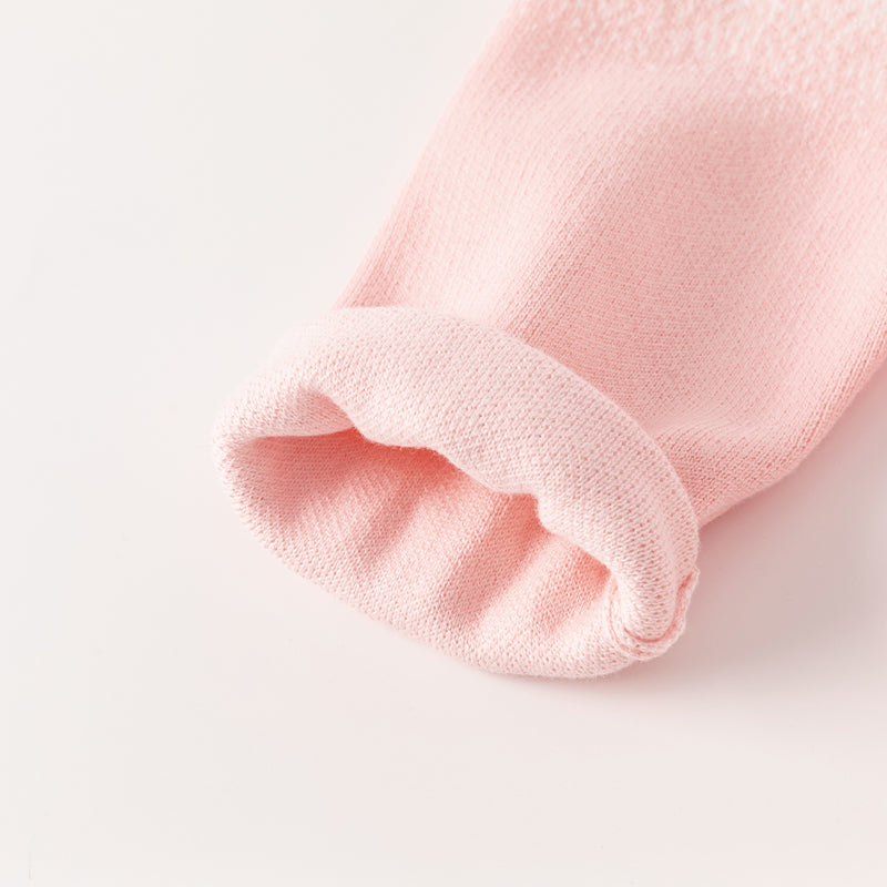 فستان للأطفال بأكمام طويلة من التريكو الوردي مع تنورة من التول، مزين برسمة أرنب لطيف