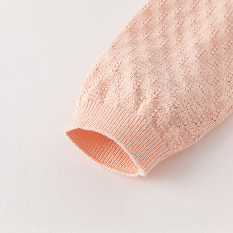 فستان بنات طويل الأكمام باللون الوردي الفاتح مع قماش محبوك وتنورة تول بأسلوب أميرة