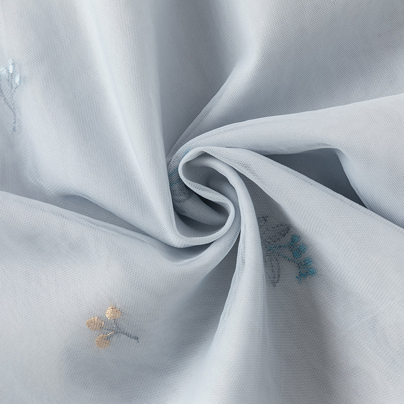 فستان بنات طويل الأكمام من التول باللون الرمادي الأزرق بأسلوب صيني عصري