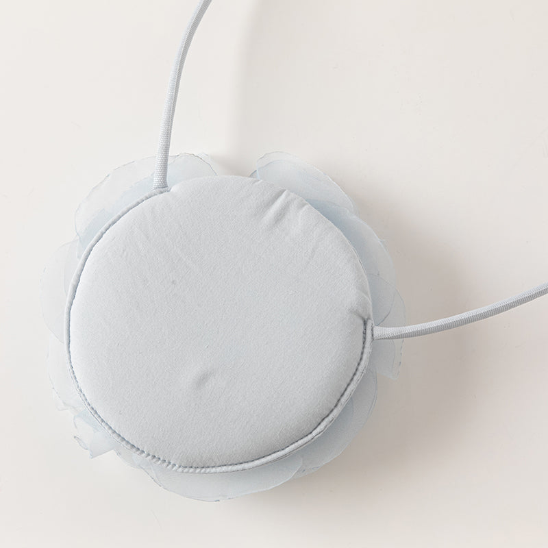 فستان بنات طويل الأكمام من التول باللون الرمادي الأزرق بأسلوب صيني عصري