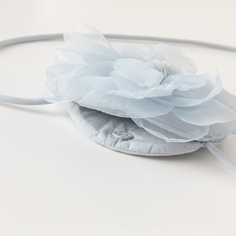 فستان بنات طويل الأكمام من التول باللون الرمادي الأزرق بأسلوب صيني عصري