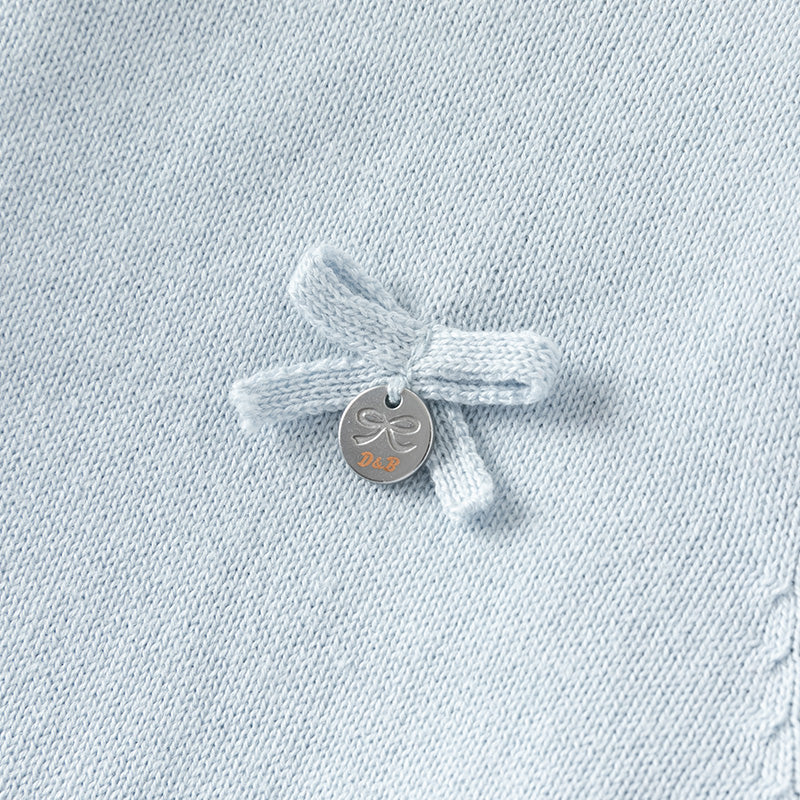 فستان بنات بأكمام طويلة أزرق فاتح مزيج تريكو وتول تنورة تول دانتيل تصميم أميري