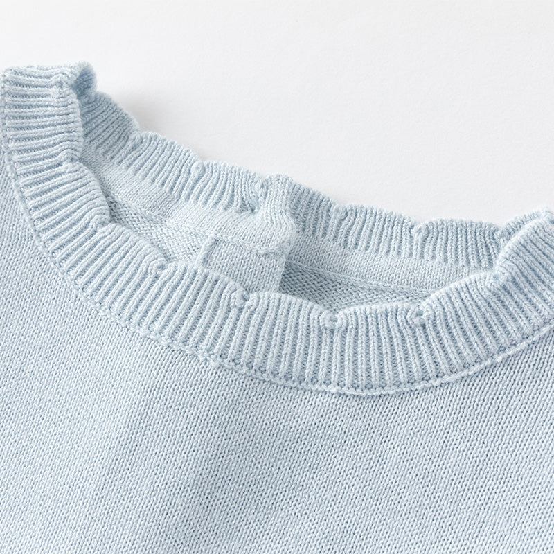 فستان بنات بأكمام طويلة أزرق فاتح مزيج تريكو وتول تنورة تول دانتيل تصميم أميري