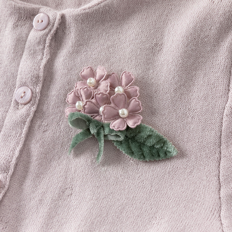 فستان للأطفال بأكمام طويلة من التريكو الأرجواني مع تنورة من التول، بطابع ناعم ومنعش