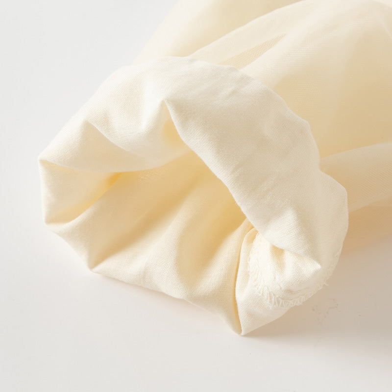 فستان بنات بأكمام طويلة من التول أصفر فاتح/وردي فاتح مزين بتطريز زهور ثلاثية الأبعاد تصميم أميري