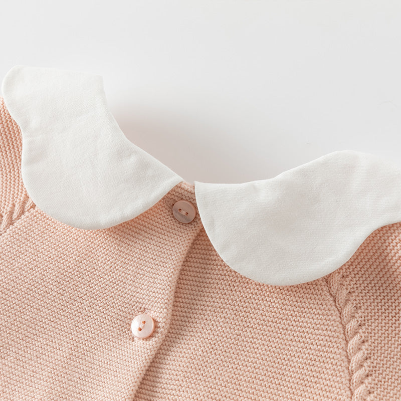 فستان للأطفال بأكمام طويلة من التريكو الوردي البرتقالي مع تنورة من التول