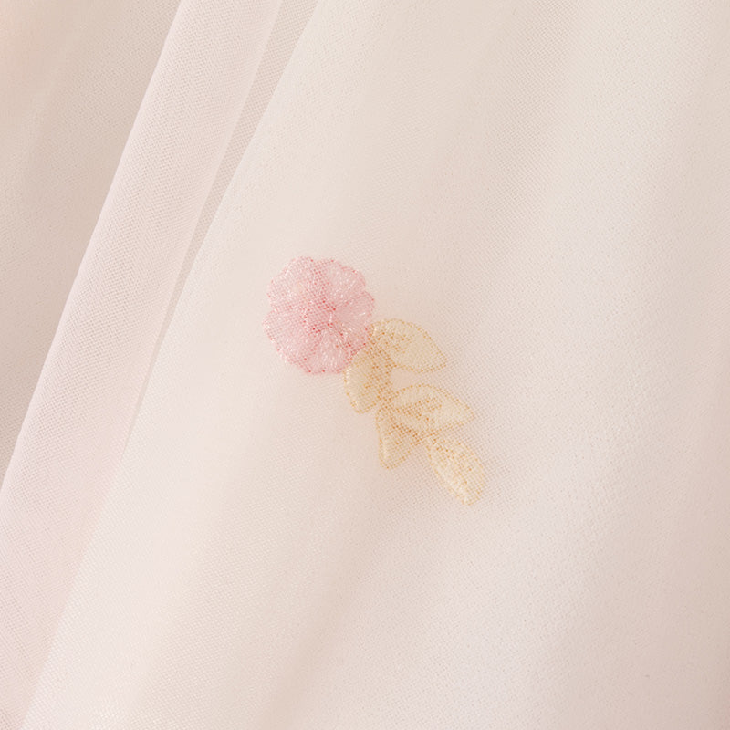 فستان بنات بأكمام طويلة من التول وردي صدفي بتدرج لوني تصميم أميري