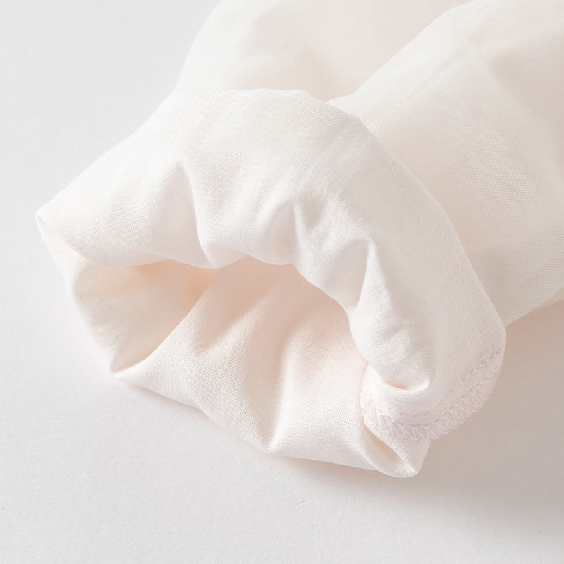 فستان بنات بأكمام طويلة من التول وردي صدفي بتدرج لوني تصميم أميري