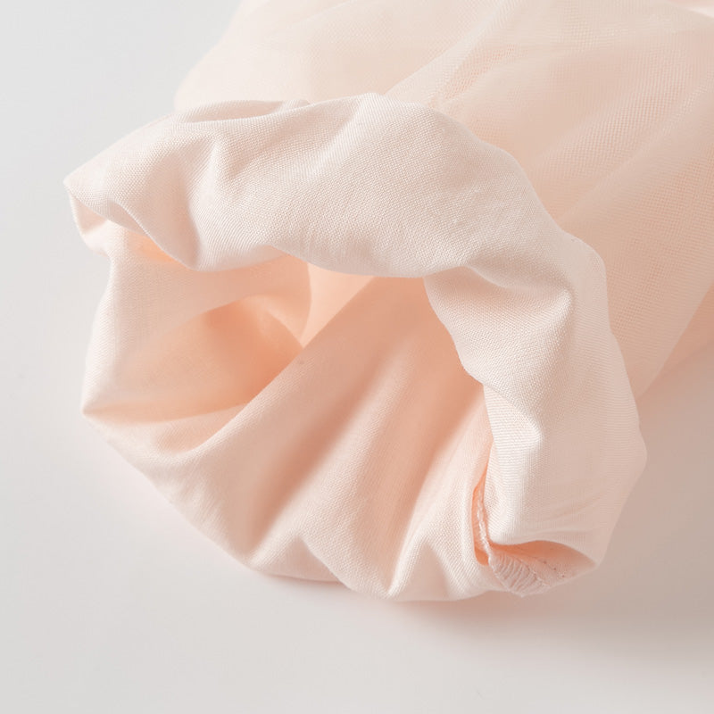 فستان بنات بأكمام طويلة من التول وردي خوخي تصميم أميري مزين بفراشات ثلاثية الأبعاد