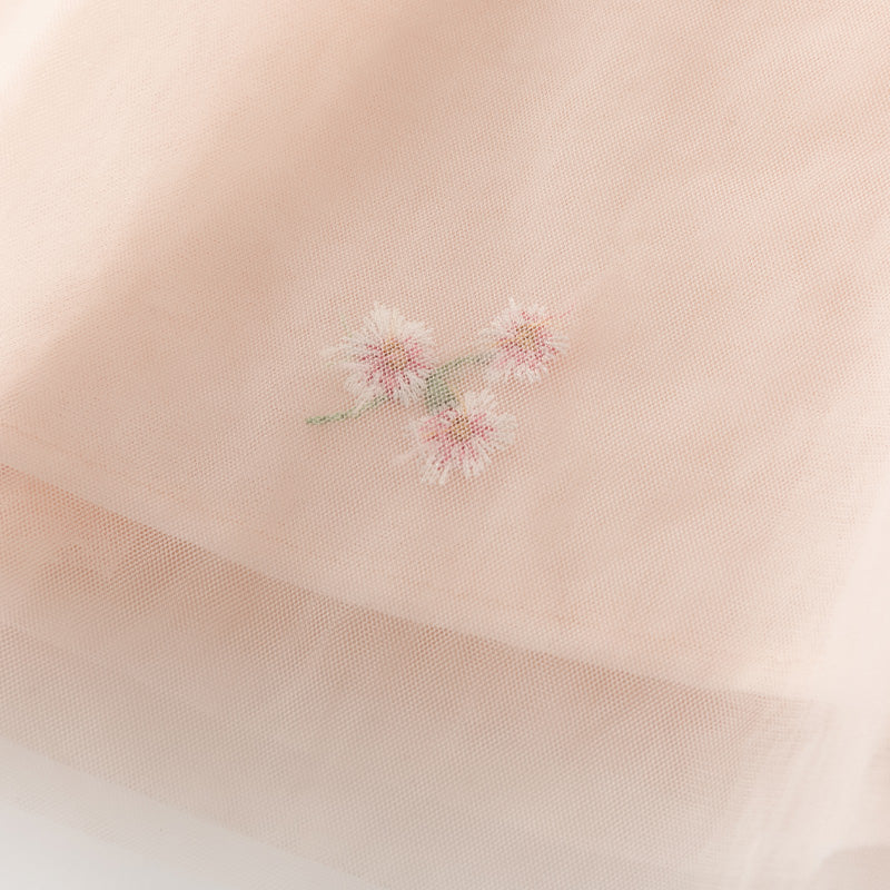 فستان بنات طويل الأكمام من التول باللون الوردي الخوخي بأسلوب صيني عصري (يشمل حقيبة كروس)