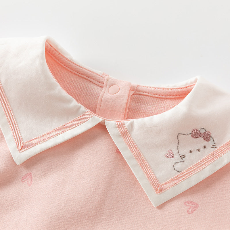 فستان بنات طويل الأكمام وردي لطيف بتنورة تول رمادي فاتح بأسلوب أميرة