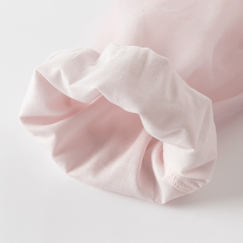 فستان أميرة شبكي للفتيات الصغيرات بأكمام طويلة باللون بنفسجي غباري لفصلي الربيع / الخريف