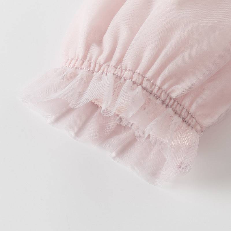 فستان أميرة شبكي للفتيات الصغيرات بأكمام طويلة باللون بنفسجي غباري لفصلي الربيع / الخريف