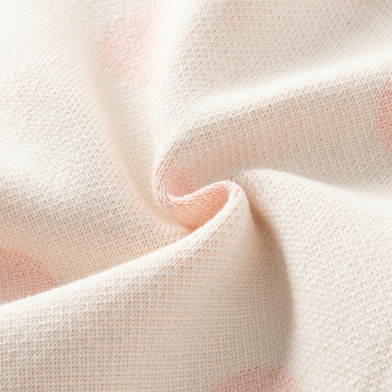 فستان للبنات الصغيرات بأكمام طويلة من التول الوردي مع عناصر محبوكة وزخرفة الأرنب