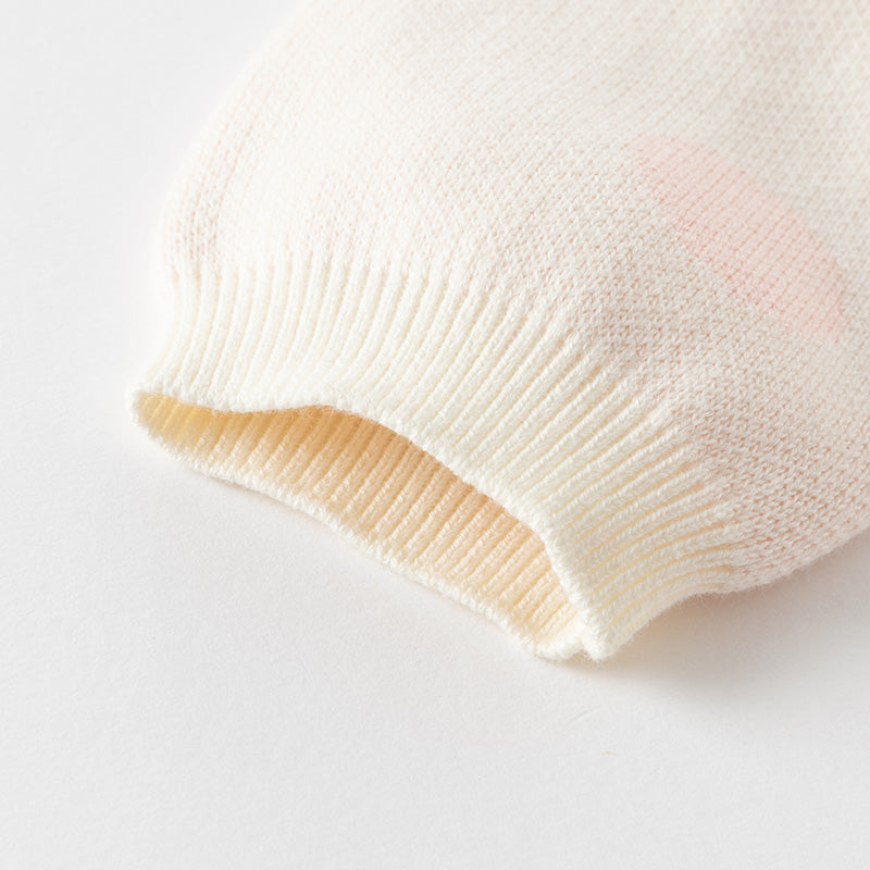 فستان للبنات الصغيرات بأكمام طويلة من التول الوردي مع عناصر محبوكة وزخرفة الأرنب