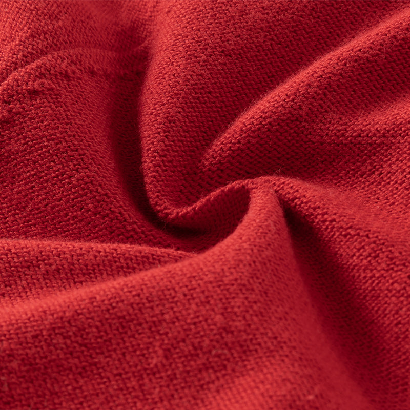 فستان للأطفال بأكمام طويلة من التريكو الأحمر مع تنورة من التول، مزين بياقة دمية بتصميم زهري