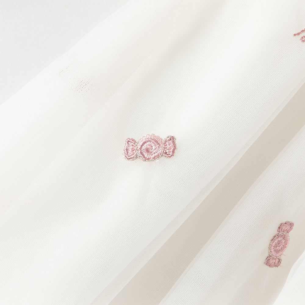 فستان بناتي طويل الأكمام باللون الوردي من القماش المحبوك، بتنورة تول بأسلوب أميرة