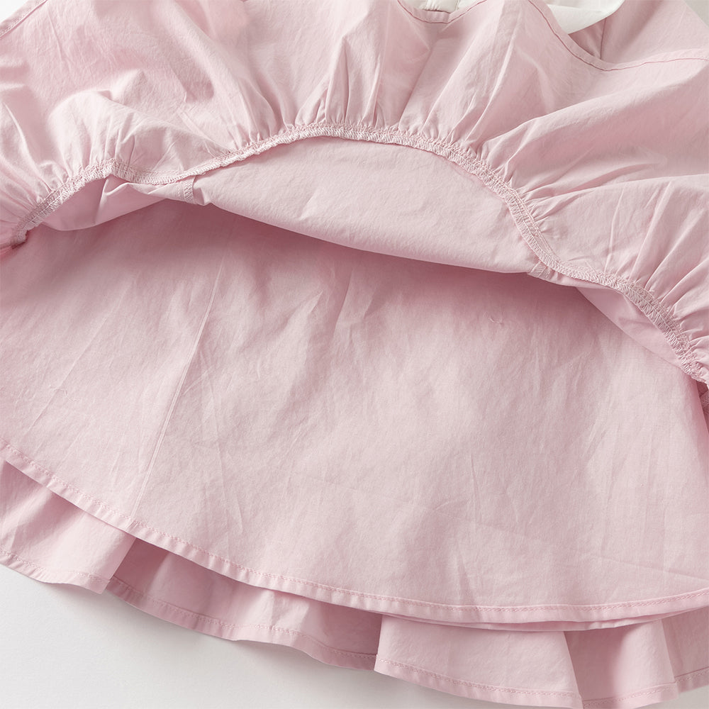 فستان بنات بأكمام طويلة من القطن باللون وردي، أسلوب لطيف