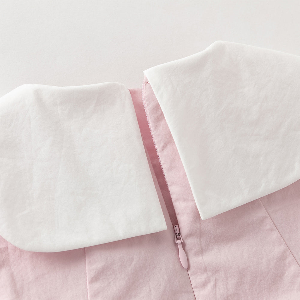 فستان بنات بأكمام طويلة من القطن باللون وردي، أسلوب لطيف