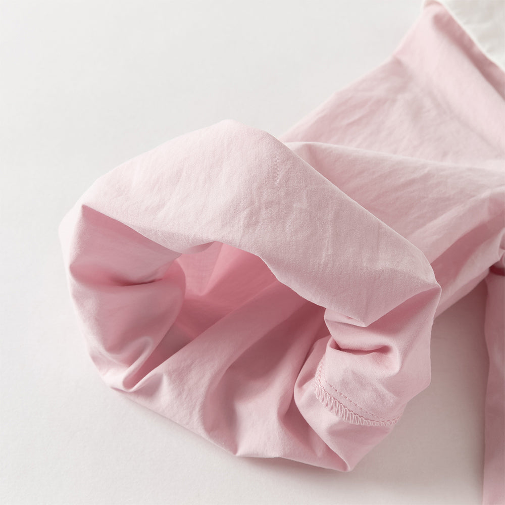 فستان بنات بأكمام طويلة من القطن باللون وردي، أسلوب لطيف