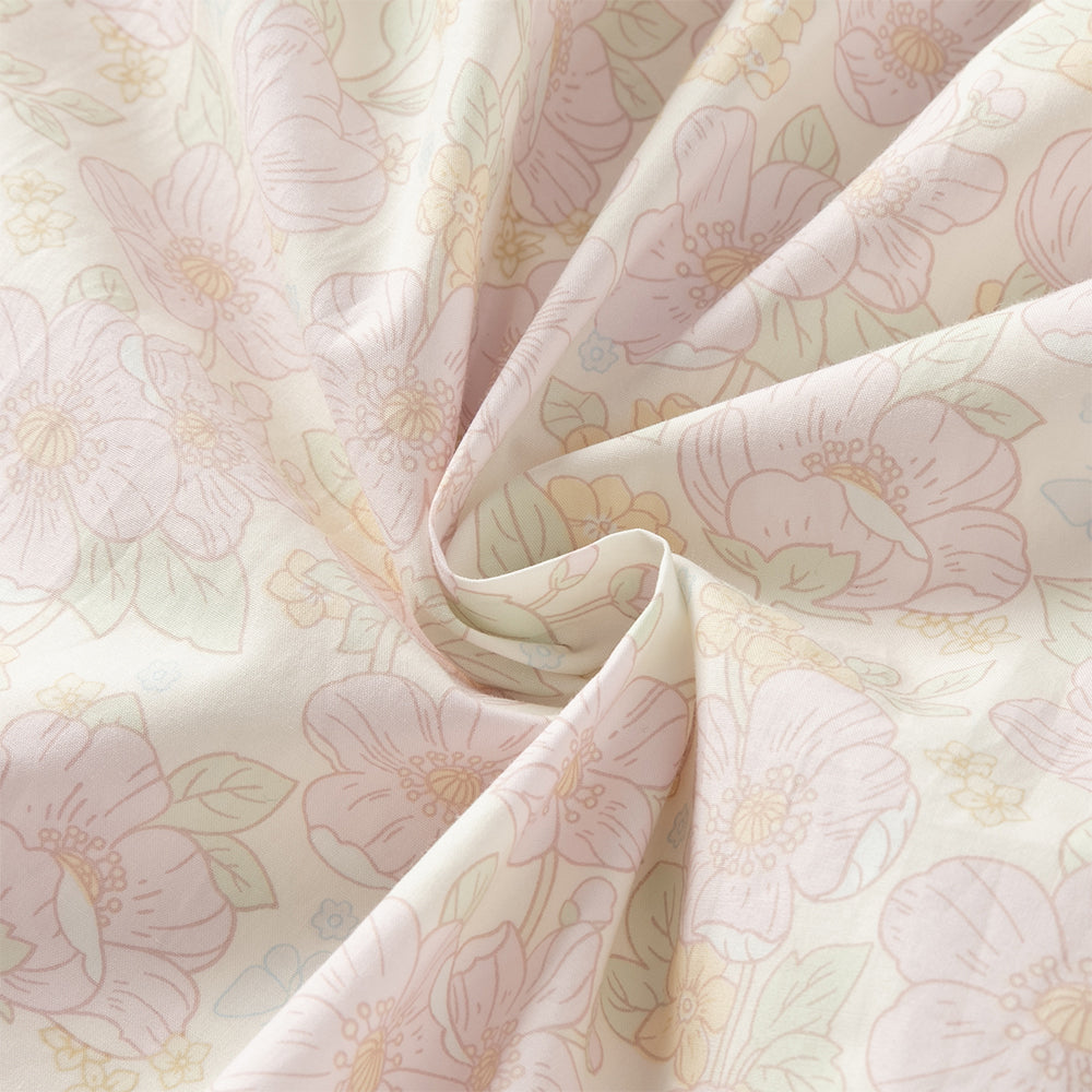 فستان بنات طويل الأكمام من القطن بطباعة زهرية بأسلوب يومي