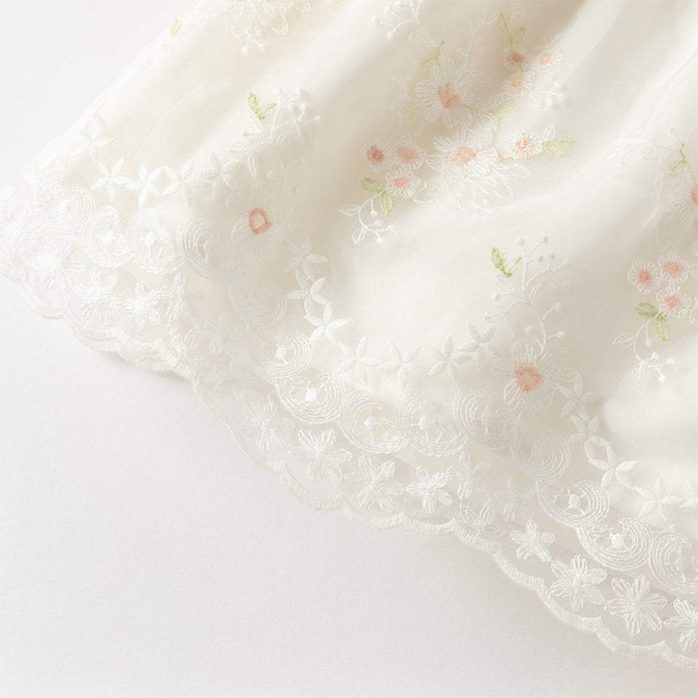 فستان بنات بأكمام طويلة باللون الوردي من قماش تويد مع تنورة تول بأسلوب أميرة