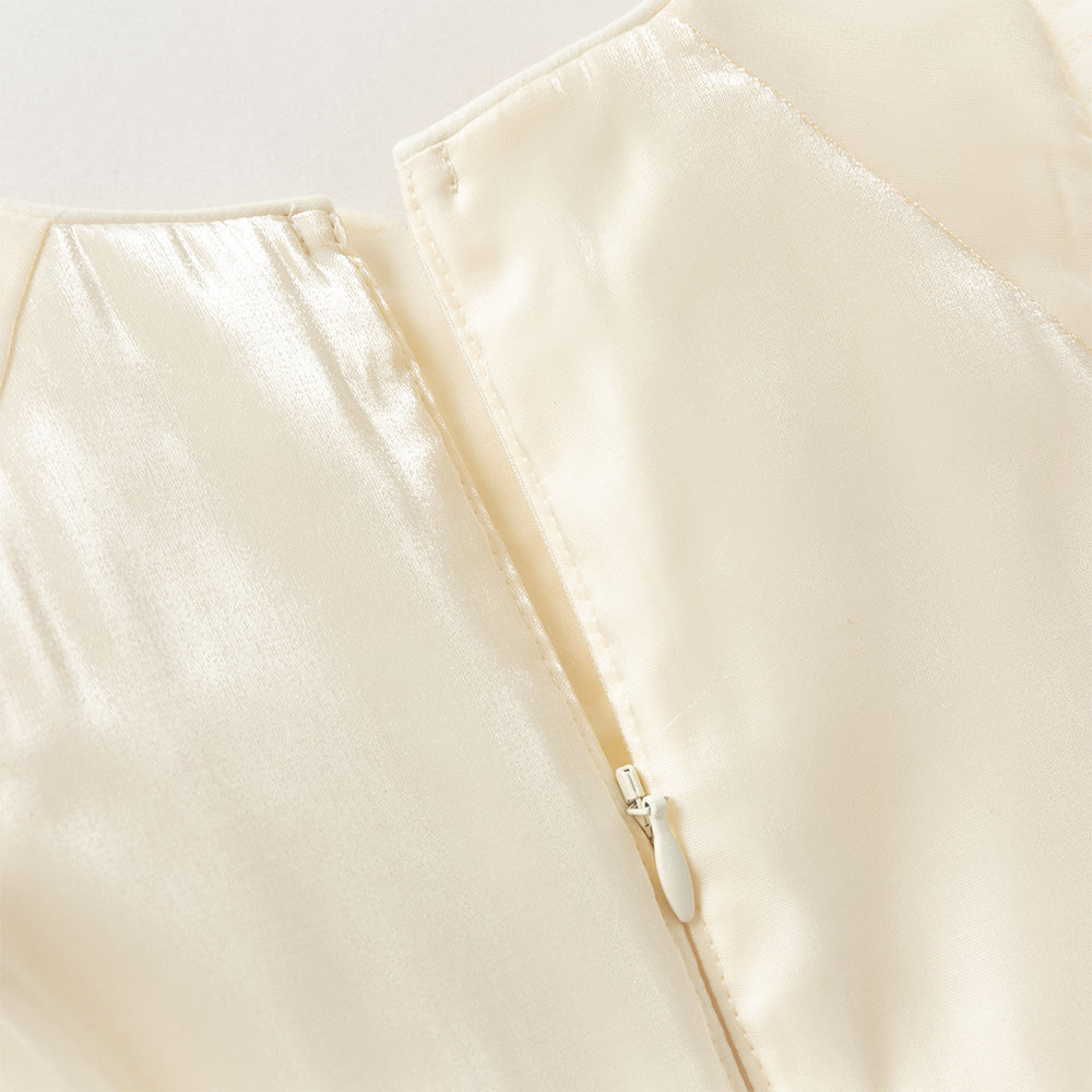 فستان تول مزهر بالطرز اليدوي أصفر لفتيات الأطفال الصغار