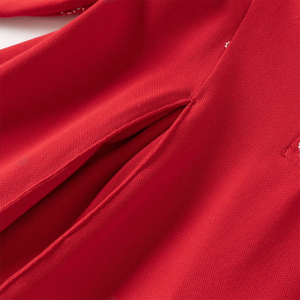 فستان بنات بأكمام طويلة باللون الأحمر بأسلوب أكاديمي