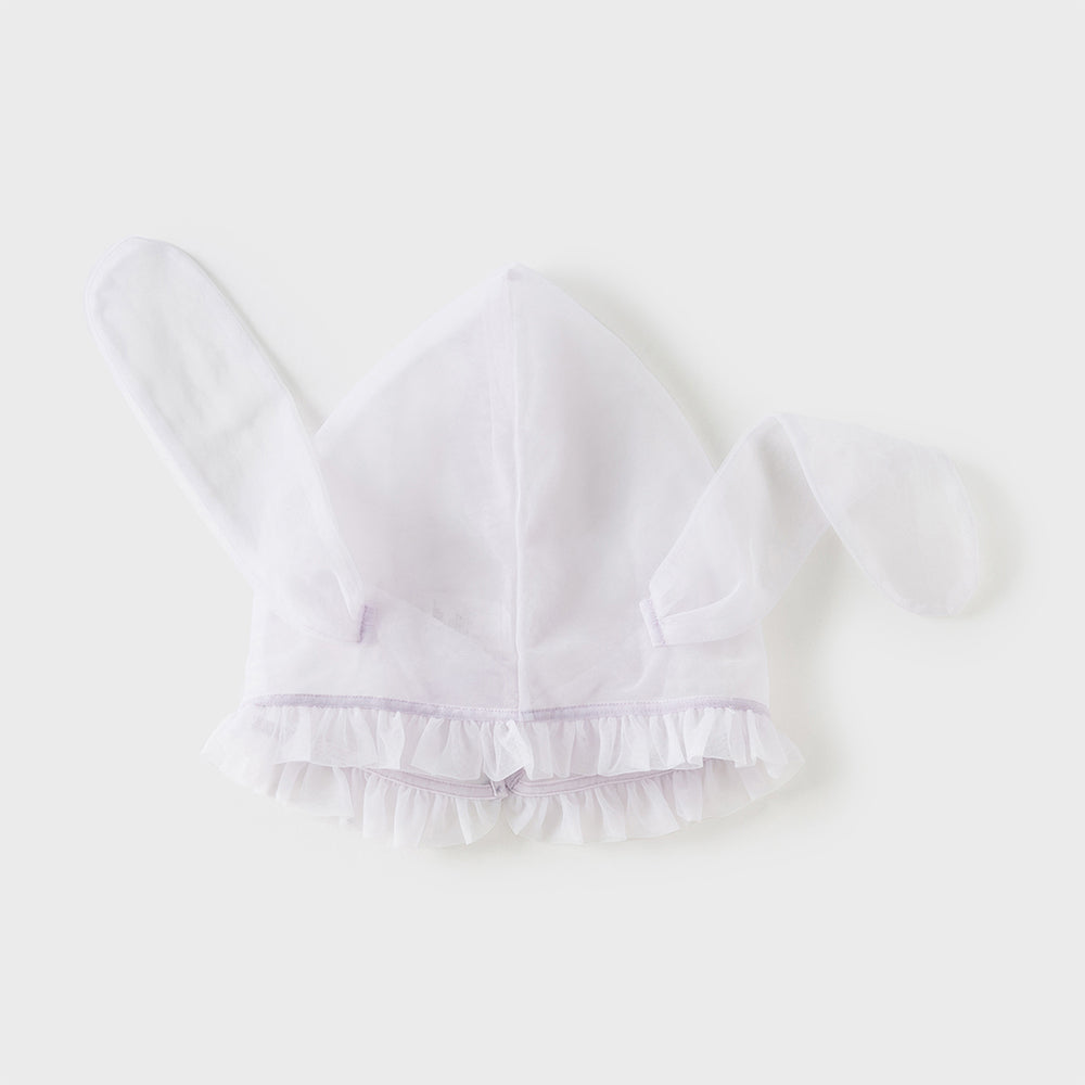 فستان تول بنفسجي طويل الأكمام للبنات، أنيق وعصري (يشمل قبعة)