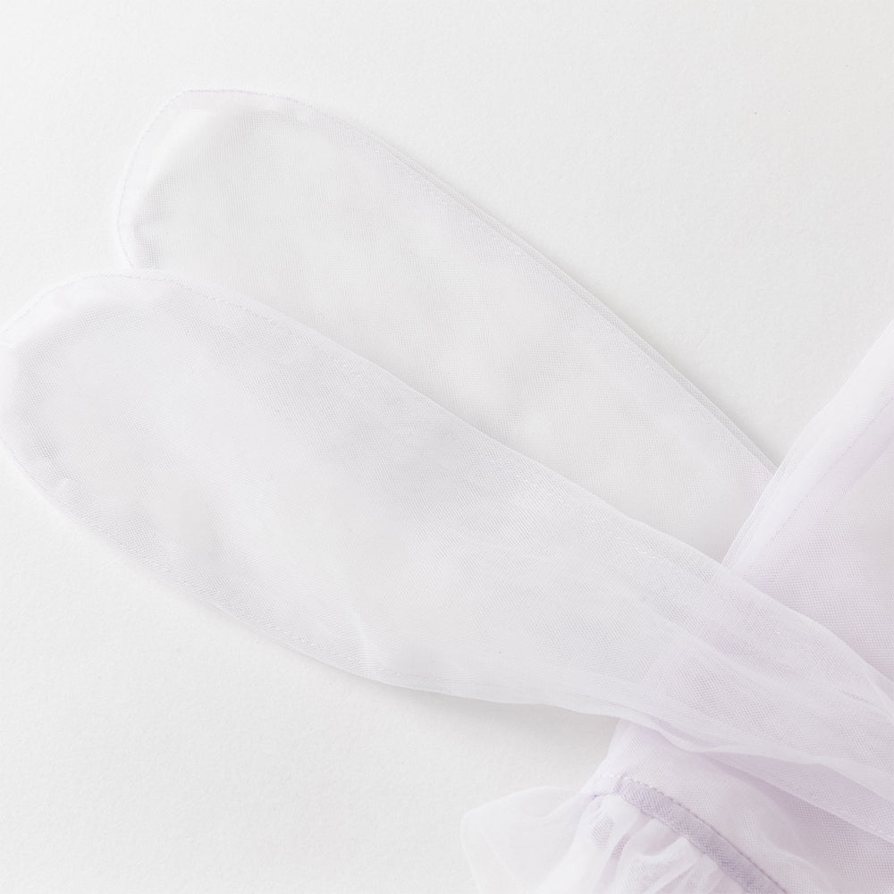 فستان تول بنفسجي طويل الأكمام للبنات، أنيق وعصري (يشمل قبعة)