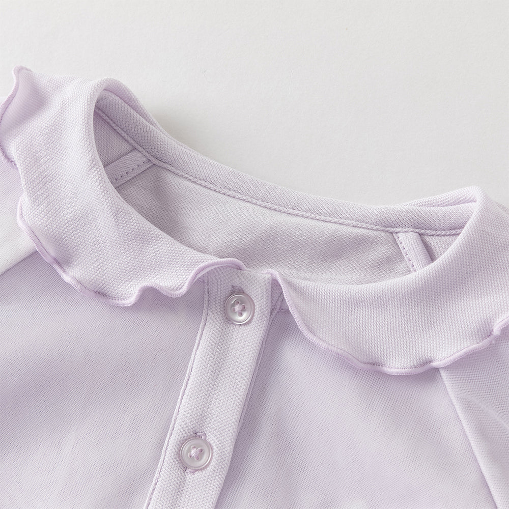 فستان تول بنفسجي طويل الأكمام للبنات، أنيق وعصري (يشمل قبعة)