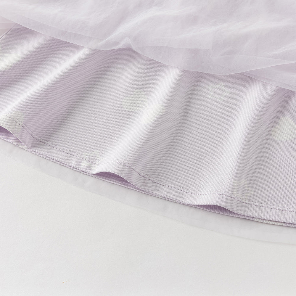 فستان تول بنفسجي طويل الأكمام للبنات، أنيق وعصري (يشمل قبعة)