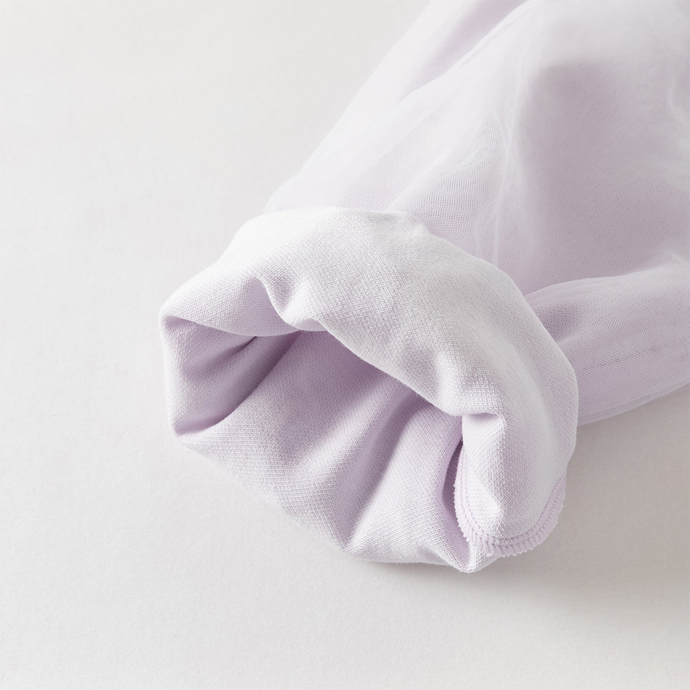 فستان تول بنفسجي طويل الأكمام للبنات، أنيق وعصري (يشمل قبعة)