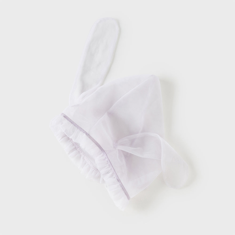 فستان تول بنفسجي طويل الأكمام للبنات، أنيق وعصري (يشمل قبعة)