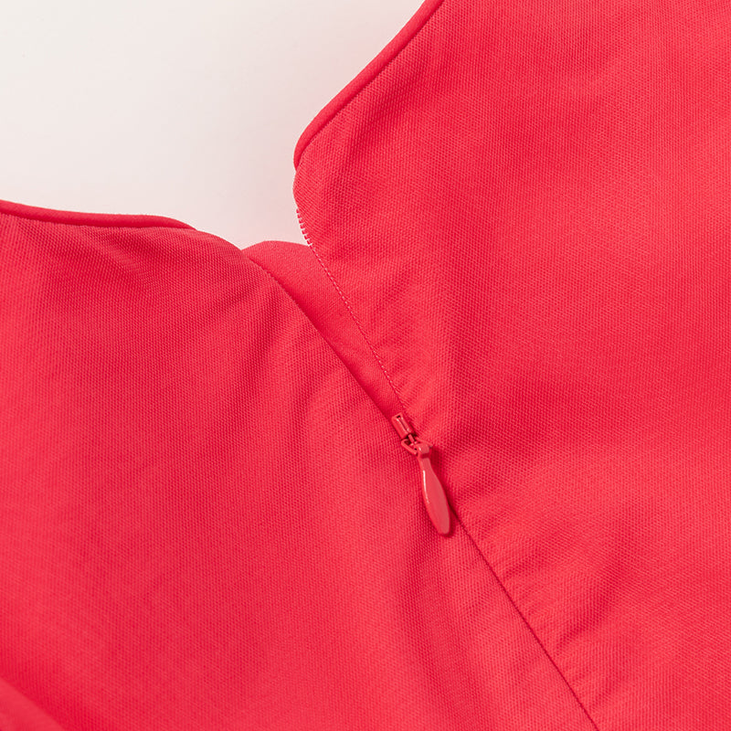 فستان بنات صيفي من التول باللون الأحمر تصميم أميري فاخر