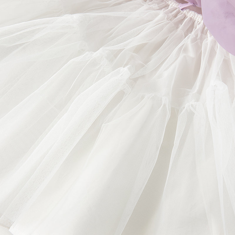 فستان أميرة للبنات مع قوس قابل للإزالة باللون البنفسجي لفصل الصيف