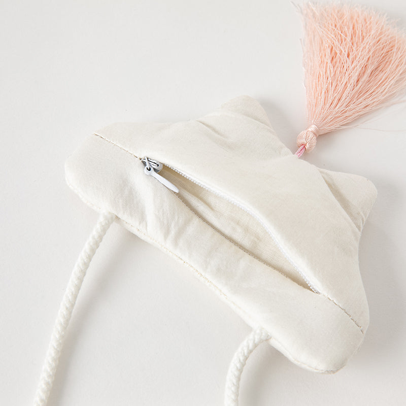 فستان شبكي أبيض صيفي للفتيات مع تطريز ووشاح كتف زخرفي (يشمل حقيبة كروس)