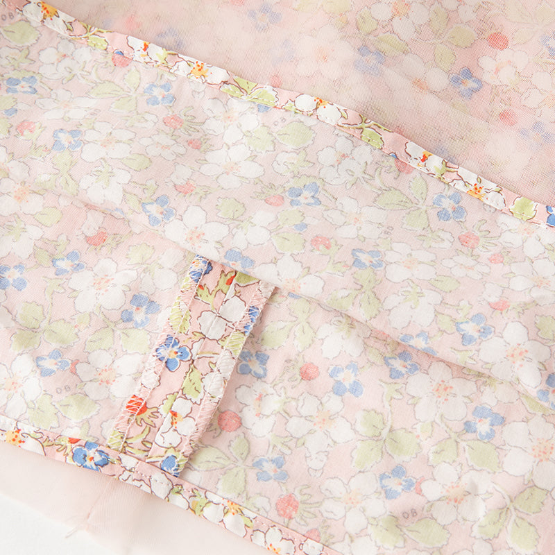 فستان صيفي للبنات بتصميم صيني مزخرف بالزهور (يشمل حقيبة كروس)