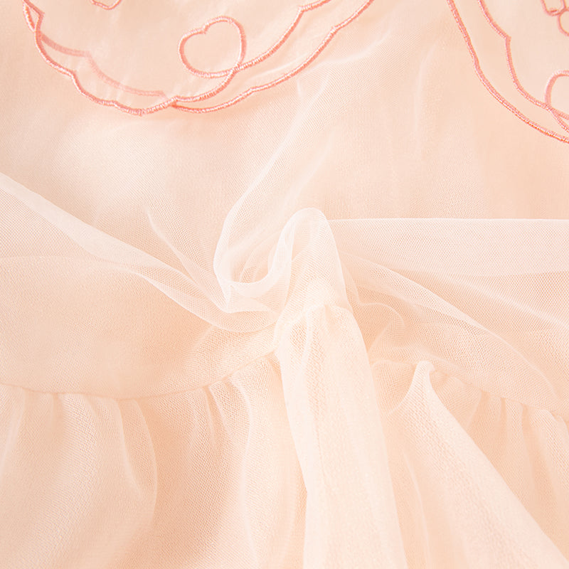 فستان شبكي لصيف بنات الأطفال باللون البرتقالي الوردي