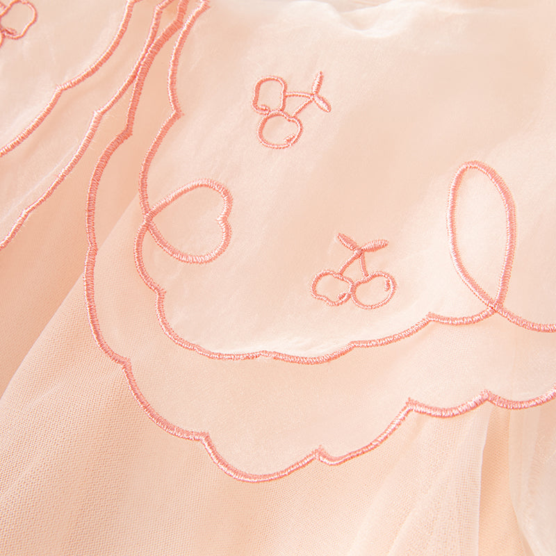 فستان شبكي لصيف بنات الأطفال باللون البرتقالي الوردي