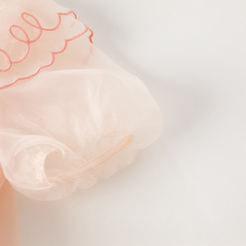 فستان شبكي لصيف بنات الأطفال باللون البرتقالي الوردي