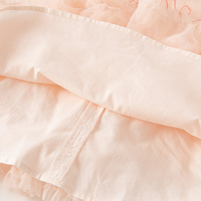 فستان شبكي لصيف بنات الأطفال باللون البرتقالي الوردي