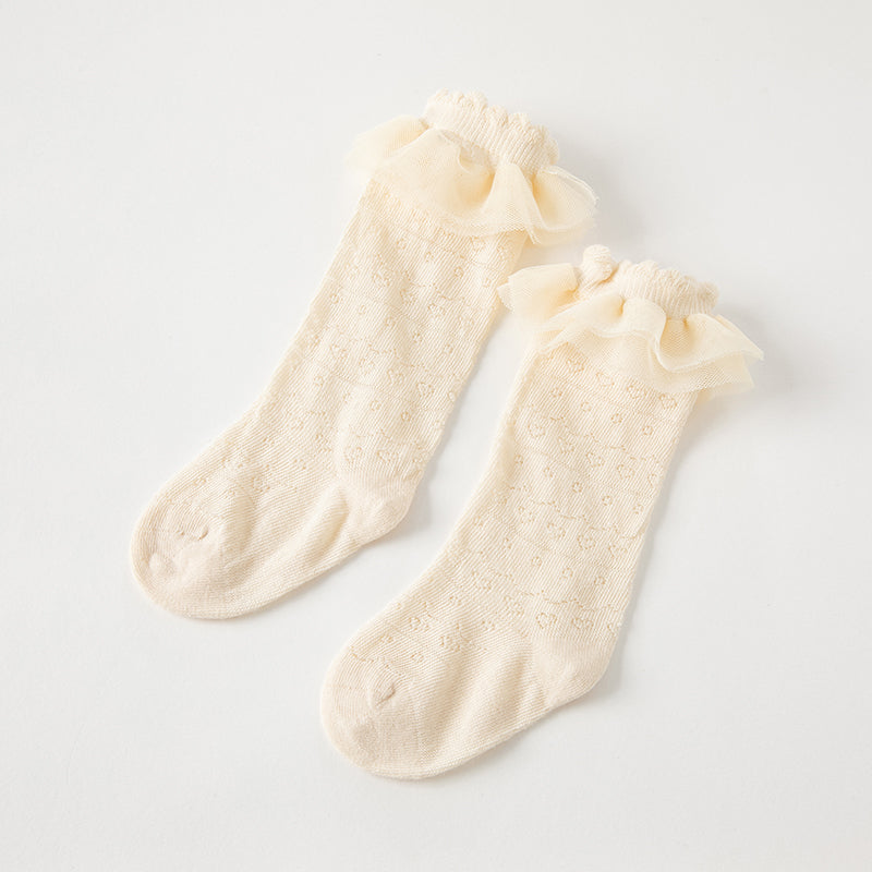 جوارب أطفال بنات صيفية خفيفة، قابلة للتنفس، مطاطية ولطيفة / شراب طويل للأطفال البنات