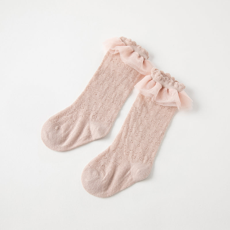 جوارب أطفال بنات صيفية خفيفة، قابلة للتنفس، مطاطية ولطيفة / شراب طويل للأطفال البنات