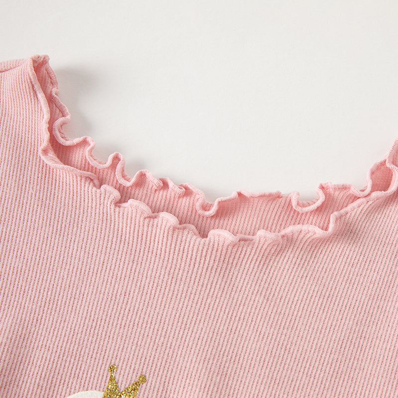 فستان شبكي بناتي لصيف بتصميم طائر البجعة الوردي مع طبعة